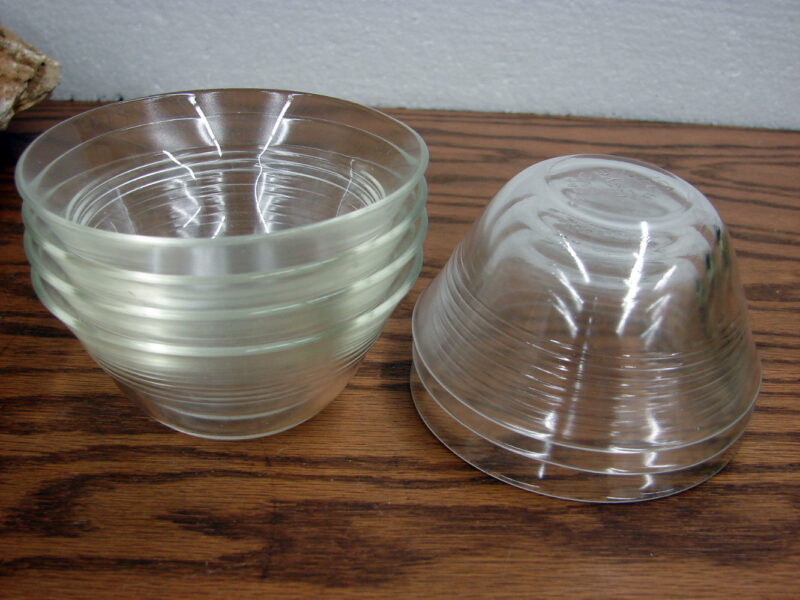 Vintage PYREX #445 Clear Glass Custard Cup Horizontal Lines Set/7, Moose-R-Us.Com Log Cabin Decor