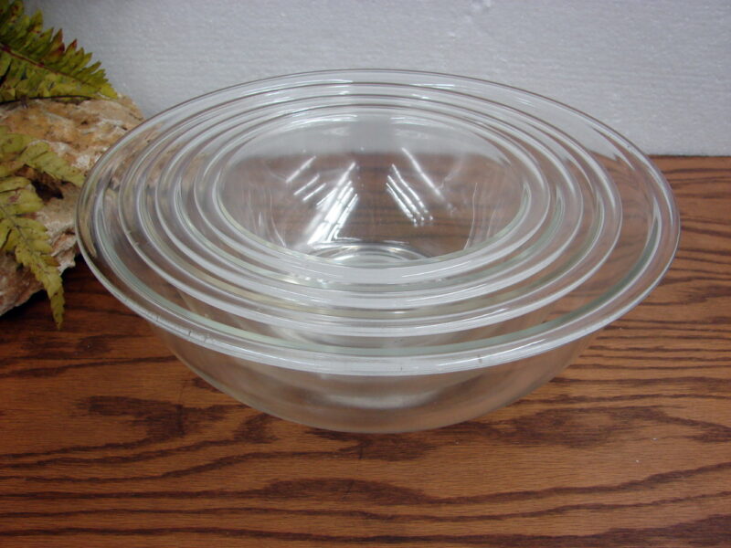 Vintage PYREX #322 #323 #325 #326 Clear Round Mixing Bowls Plain No Rings, Moose-R-Us.Com Log Cabin Decor