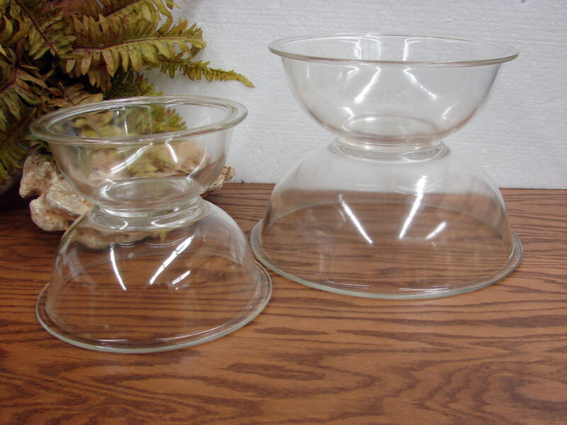 Vintage PYREX #322 #323 #325 #326 Clear Round Mixing Bowls Plain No Rings, Moose-R-Us.Com Log Cabin Decor