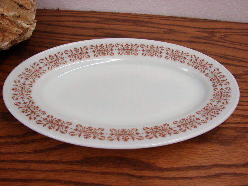 Vintage PYREX Milk Glass Copper Filigree Dinnerware Tableware, Moose-R-Us.Com Log Cabin Decor