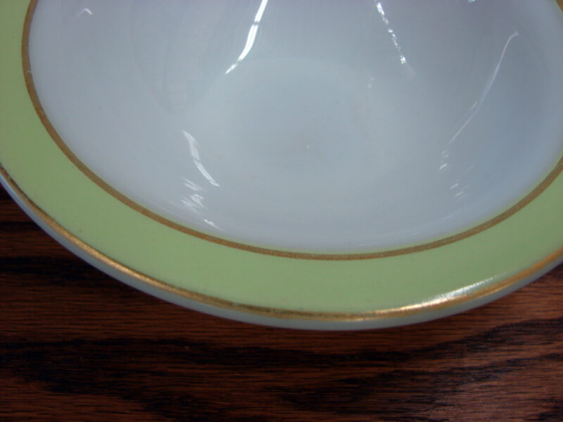 Vintage PYREX Lime Green Band Gold Trim Dinnerware 6&#8243; Berry Bowl Set/4, Moose-R-Us.Com Log Cabin Decor