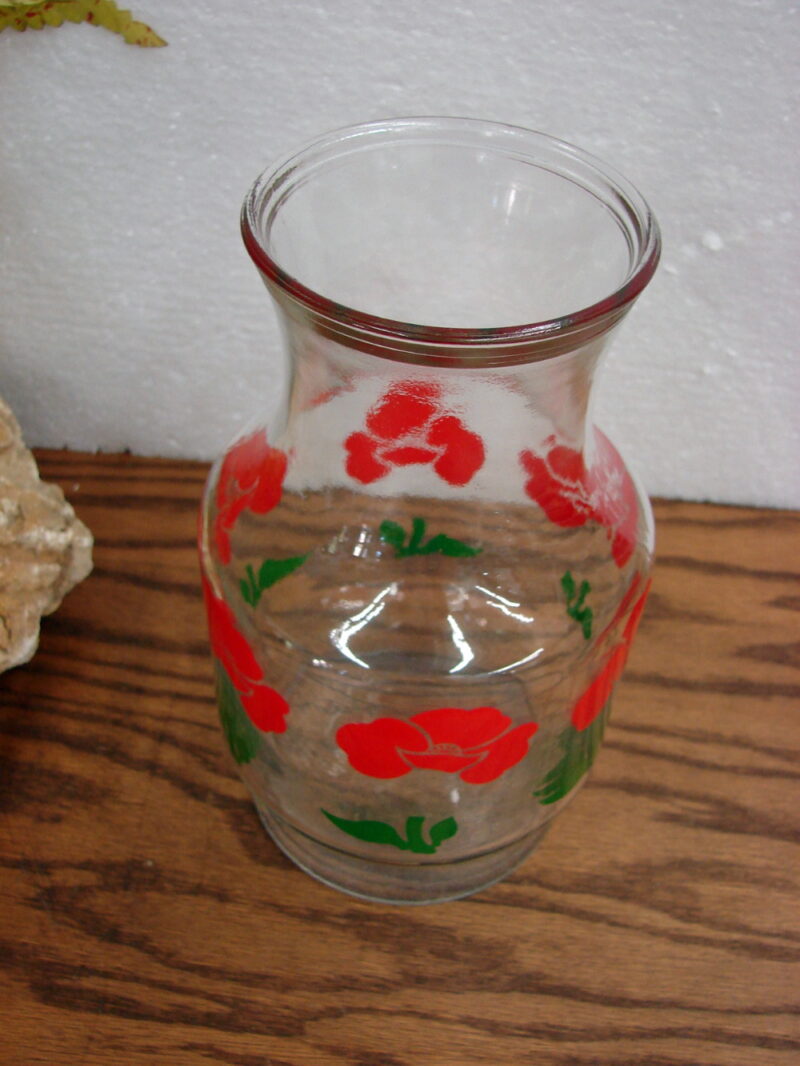 Vintage Retro Anchor Hocking Red Poppy Juice Milk Carafe Decanter, Moose-R-Us.Com Log Cabin Decor