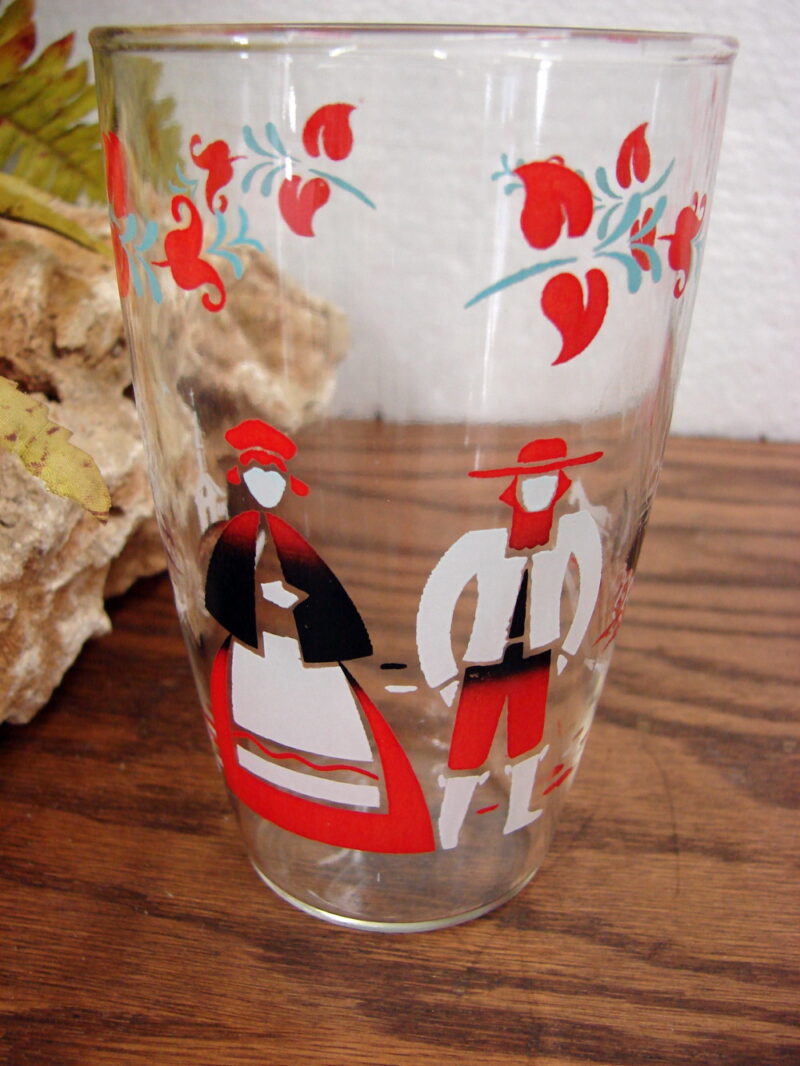 Vintage Amish Horse Buggy Church Pennsylvania Dutch Tumbler Glass Set/6, Moose-R-Us.Com Log Cabin Decor