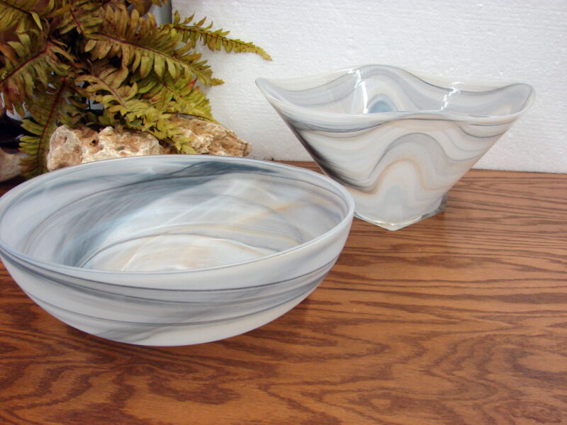 Art Deco Satin Art Glass Finish Brown Tone Console Centerpiece Bowl Dated, Moose-R-Us.Com Log Cabin Decor