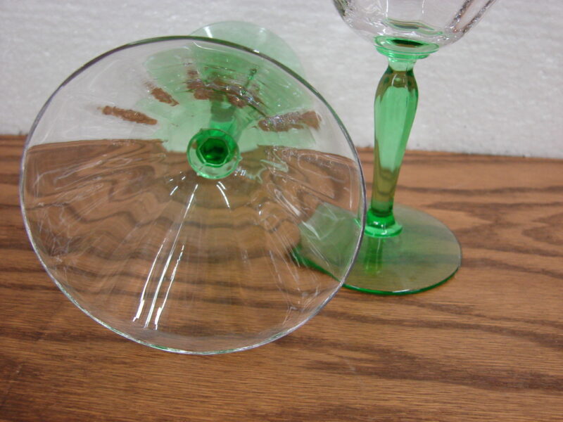 Vintage Vaseline Glass Uranium Martini Glass Subtle Rib, Moose-R-Us.Com Log Cabin Decor