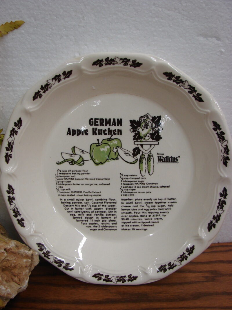 Vintage Watkins Pie Plate Deep Dish Recipe German Mexican Pizza Royal China, Moose-R-Us.Com Log Cabin Decor