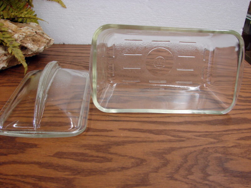 Vintage 1920&#8217;s Westinghouse Glass Loaf Bread Fin Lid Refrigerator Dish, Moose-R-Us.Com Log Cabin Decor