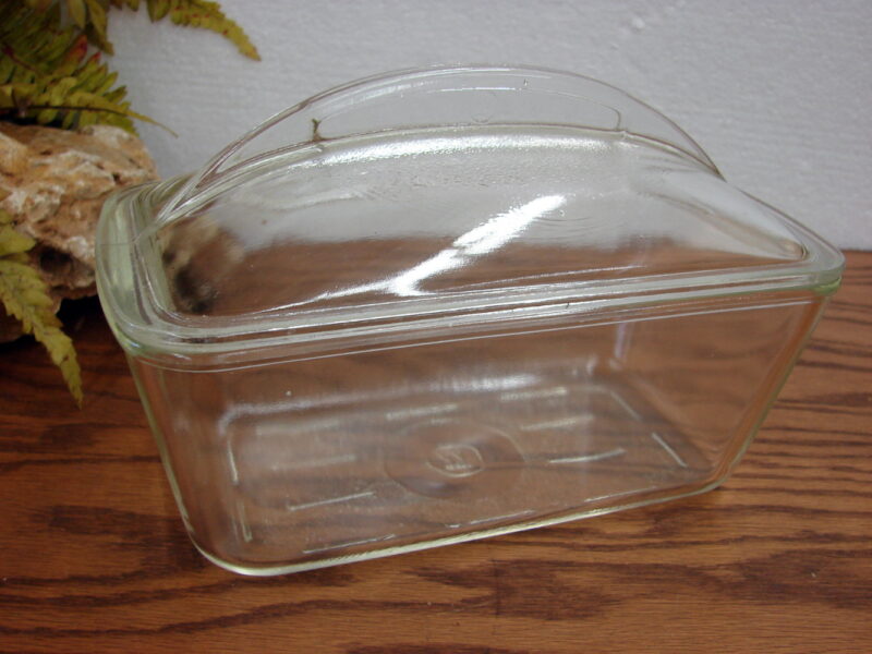 Vintage 1920&#8217;s Westinghouse Glass Loaf Bread Fin Lid Refrigerator Dish, Moose-R-Us.Com Log Cabin Decor