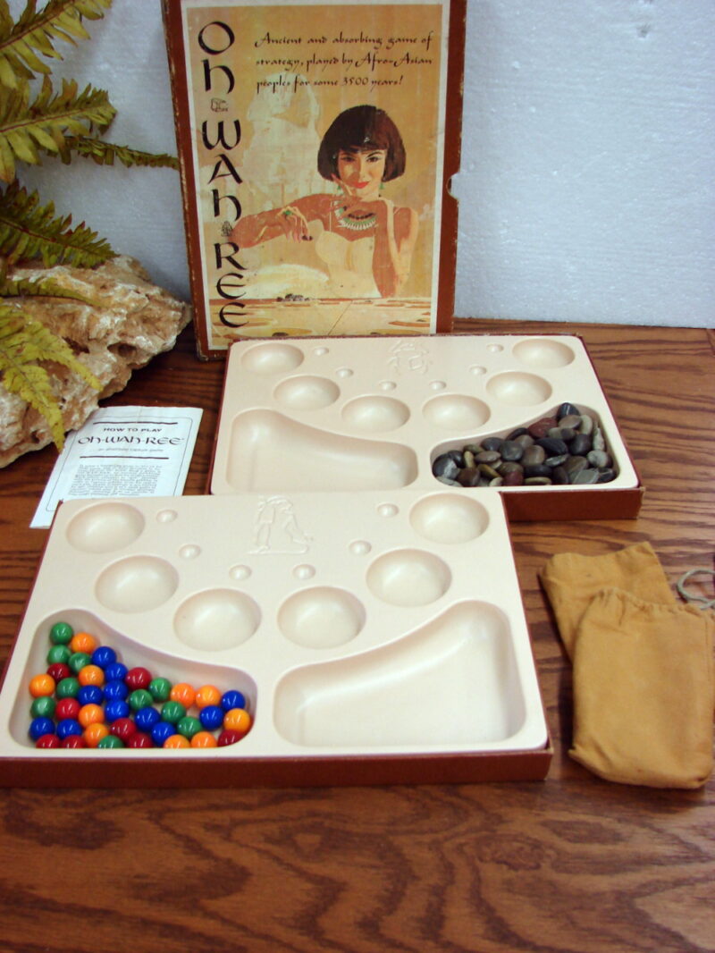 Vintage 3-M Minnesota Mining 1962 Bookshelf Game Oh-Wah-Ree Marbles Pebbles, Moose-R-Us.Com Log Cabin Decor