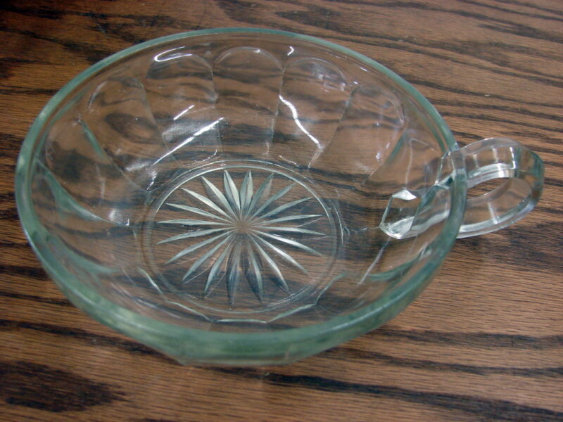 Vintage MCM Clear Pressed Glass Nappy Finger Hold Bowl, Moose-R-Us.Com Log Cabin Decor