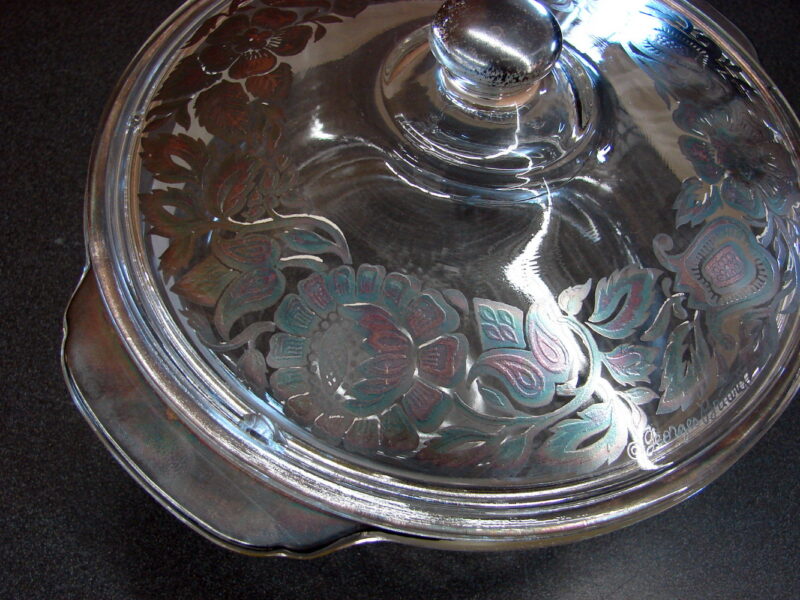 Vintage MCM Silver Leaf Georges Briard Signed Casserole w/ Lid Anchor Hocking Fire King, Moose-R-Us.Com Log Cabin Decor