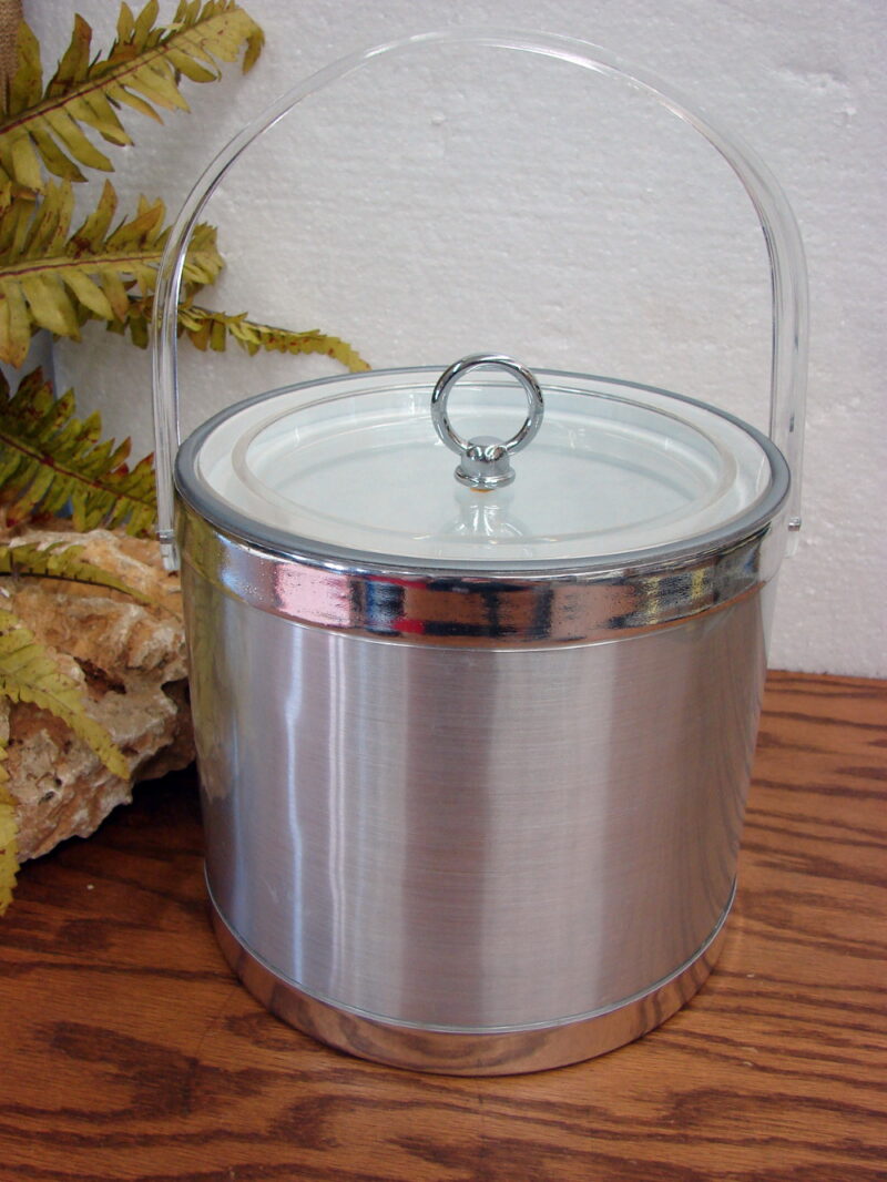 Vintage MCM Silver Foil Georges Briard Signed Ice Bucket Retro Barware, Moose-R-Us.Com Log Cabin Decor