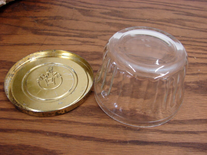 Vintage MCM Hazel Atlas Glass Ribbed Jelly Jar Original Metal Lid w/ Logo, Moose-R-Us.Com Log Cabin Decor