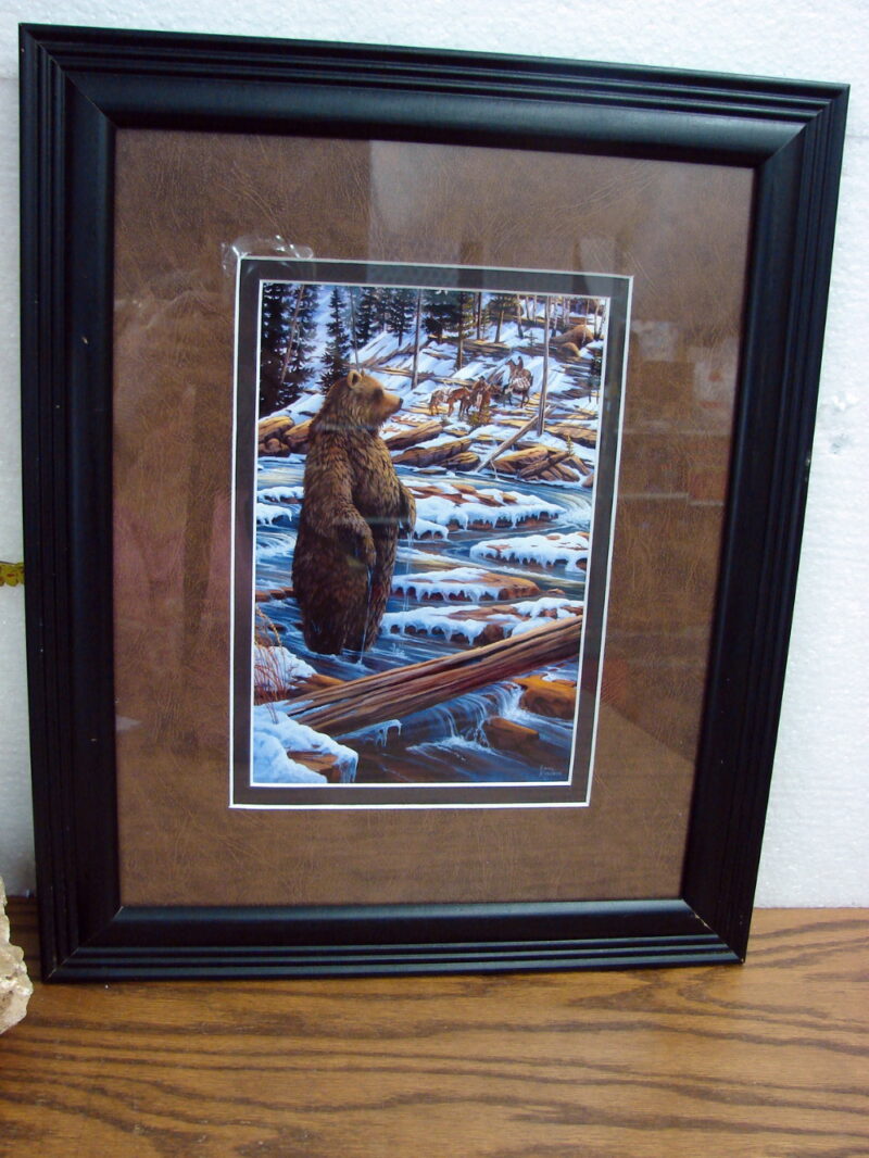 Lane Kendrick Framed Matted Artwork Grizzly Bear Mountain Men Horses River, Moose-R-Us.Com Log Cabin Decor