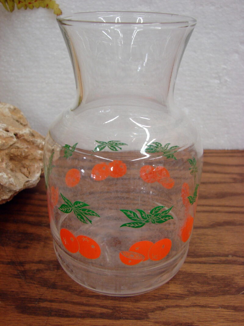 Vintage Retro Anchor Hocking Orange Leaf Juice Milk Carafe Decanter, Moose-R-Us.Com Log Cabin Decor