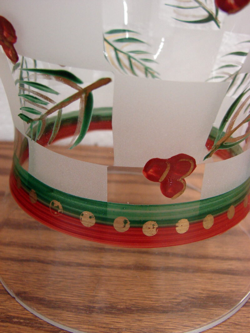 Oversized Glass Candle Open Hurricane Checkerboard Pine Bough Holly, Moose-R-Us.Com Log Cabin Decor