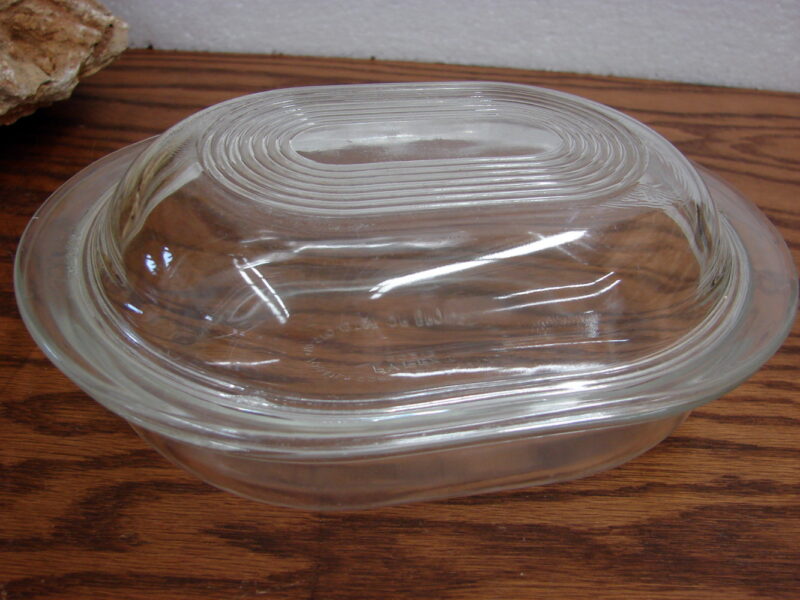 Vintage PYREX #602 Clear Glass Oval Lidded Refrigerator Individual Casserole, Moose-R-Us.Com Log Cabin Decor