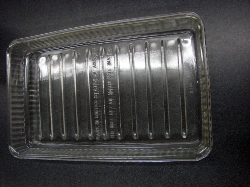 Vintage Embossed Glass Refrigerator Tray Meat Produce S-215 Made In USA, Moose-R-Us.Com Log Cabin Decor