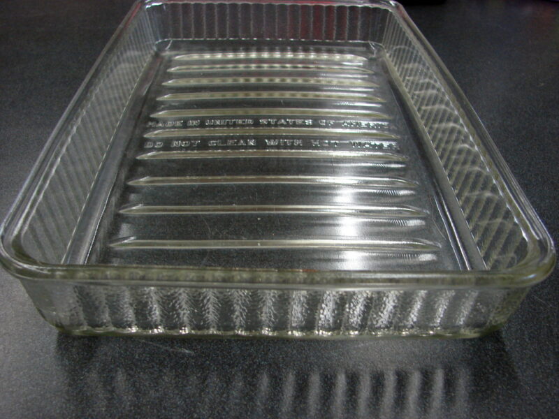 Vintage Embossed Glass Refrigerator Tray Meat Produce S-215 Made In USA, Moose-R-Us.Com Log Cabin Decor