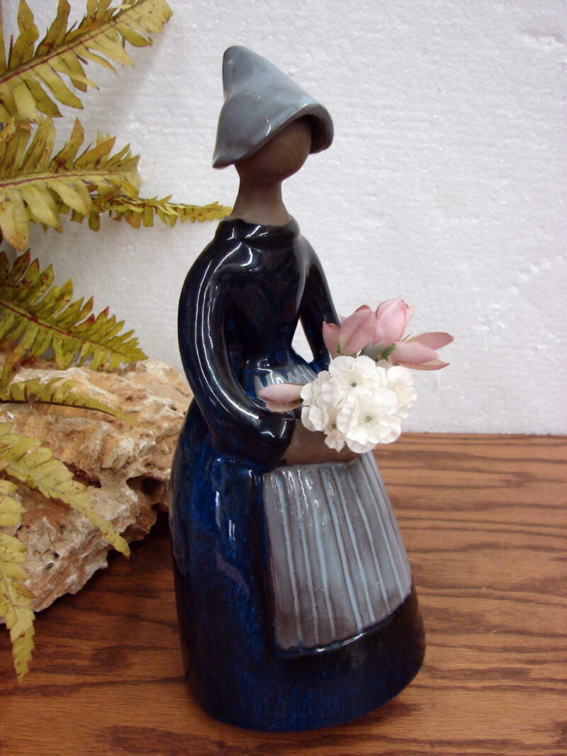 Vintage Elsi Bourelius Pottery Woman Apron Bud Vase 11” Jie Gontafta Sweden, Moose-R-Us.Com Log Cabin Decor