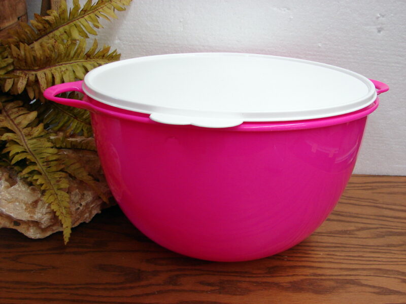 Tupperware Thatsa Bowl Jumbo 59 Cup/14L Fuchsia Hot Pink White Seal, Moose-R-Us.Com Log Cabin Decor