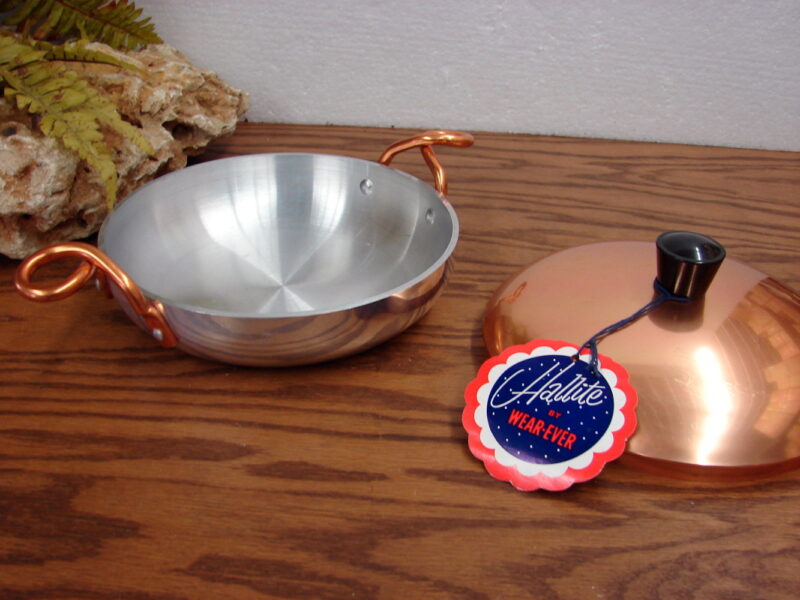 Vintage Wear-Ever Hallite Aluminum Pan With Copper Twist Handles Lid #2107, Moose-R-Us.Com Log Cabin Decor