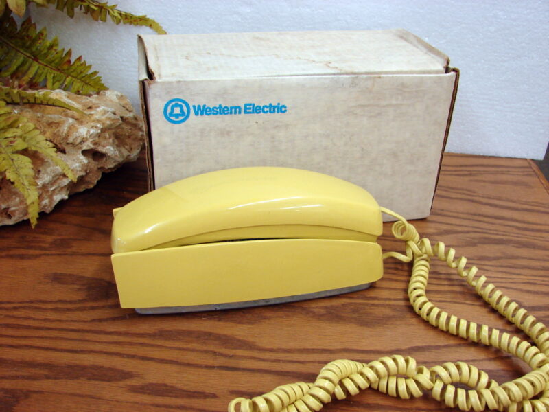 Vintage Harvest Gold Western Electric Trimline Wall Phone Rotary Box, Moose-R-Us.Com Log Cabin Decor