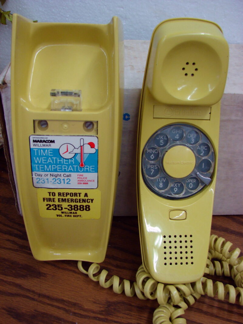 Vintage Harvest Gold Western Electric Trimline Wall Phone Rotary Box, Moose-R-Us.Com Log Cabin Decor