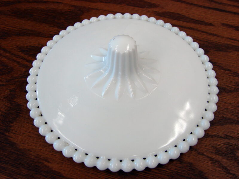 Vintage White Milk Glass Beaded Edge Candy Compote Lid Indiana Glass, Moose-R-Us.Com Log Cabin Decor