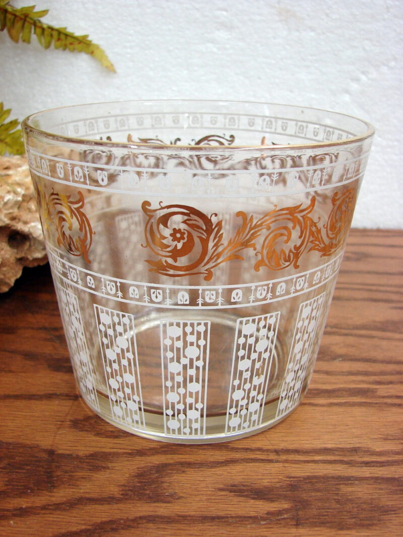 Vintage MCM Cera 22kt White and Gold Leaf Ice Bucket Barware, Moose-R-Us.Com Log Cabin Decor