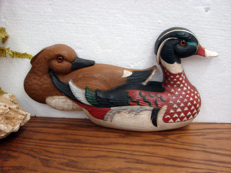 Vintage 1978 Burwood Products 3-D Wood Duck Pair Waterfowl Wall Hanging, Moose-R-Us.Com Log Cabin Decor