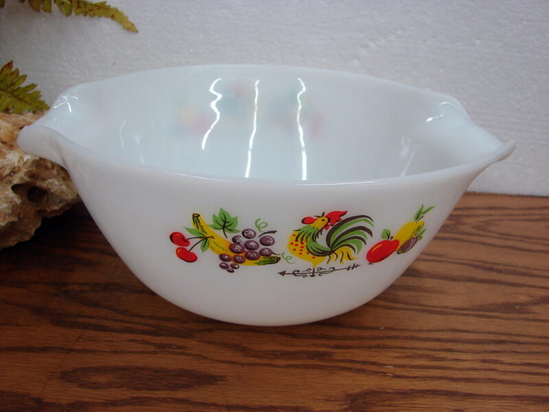 Vintage Fire King Milk Glass Chanticleer Rooster Mixing Bowl 10&#8243;, Moose-R-Us.Com Log Cabin Decor