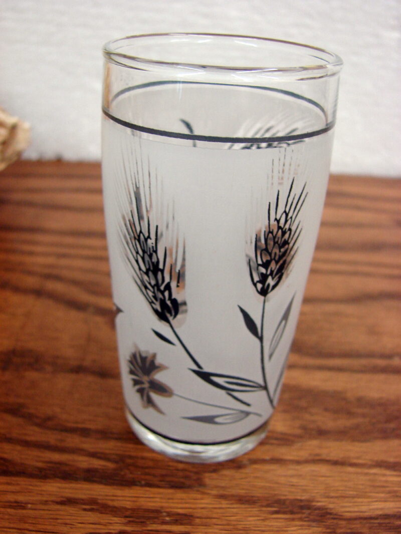 Vintage Libbey Silver Wheat Frosted White Flat Tumbler 4&#8243;, Moose-R-Us.Com Log Cabin Decor
