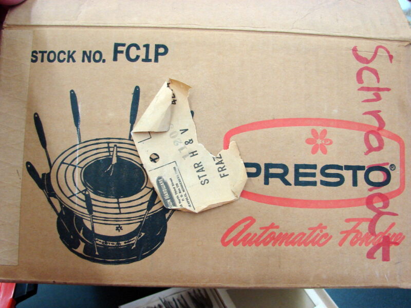 Vintage Retro Atomic Presto Automatic Fondue Original Box Forks FC1P, Moose-R-Us.Com Log Cabin Decor