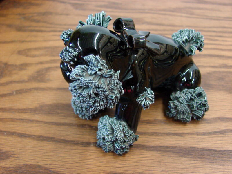 Vintage Black Glazed Spaghetti Poodle Mid Century Stoneware Pottery Dog, Moose-R-Us.Com Log Cabin Decor