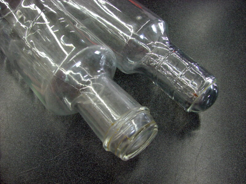 Antinque Hand Blown Clear Glass Rolling Pin Set/2 Metal Lid Cork, Moose-R-Us.Com Log Cabin Decor