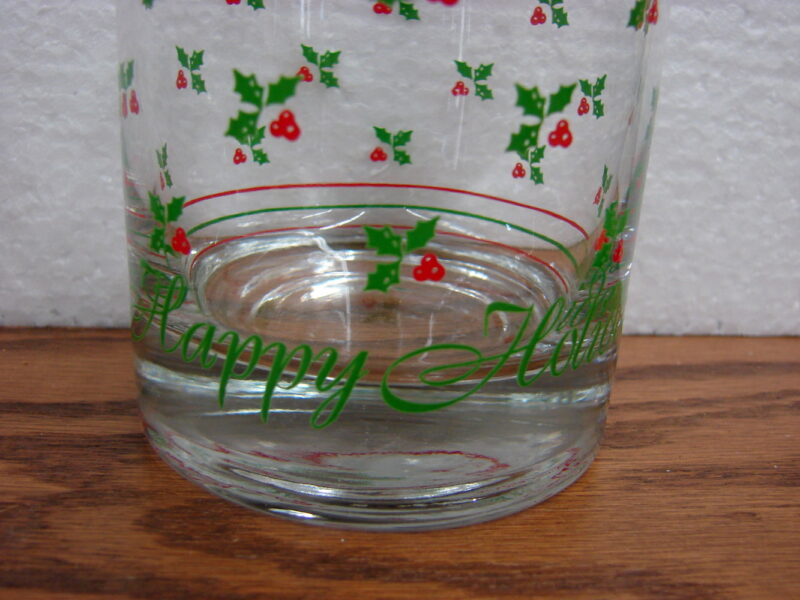 Vintage Happy Holidays Holly Berry On the Rocks Whiskey Glasses Set/6, Moose-R-Us.Com Log Cabin Decor