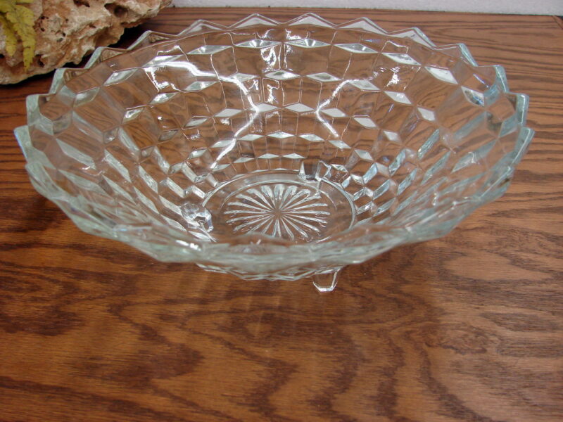 Fostoria Cubist American 3 Footed Crystal Centerpiece Bowl Fruit 10&#8243;, Moose-R-Us.Com Log Cabin Decor