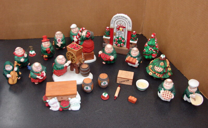 Dept 56 Retired Monk Merry Makers 24 Pc Set Cider Mill Maxwell Mixer Trees, Moose-R-Us.Com Log Cabin Decor