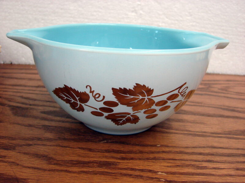 Vintage PYREX Delphite Blue Golden Grapes Dip Bowl #441, Moose-R-Us.Com Log Cabin Decor