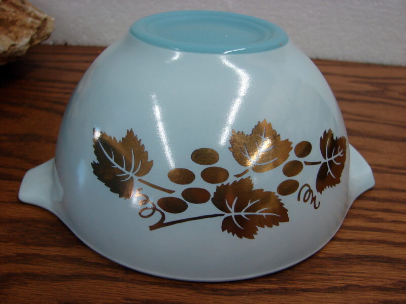 Vintage PYREX Delphite Blue Golden Grapes Dip Bowl #441, Moose-R-Us.Com Log Cabin Decor