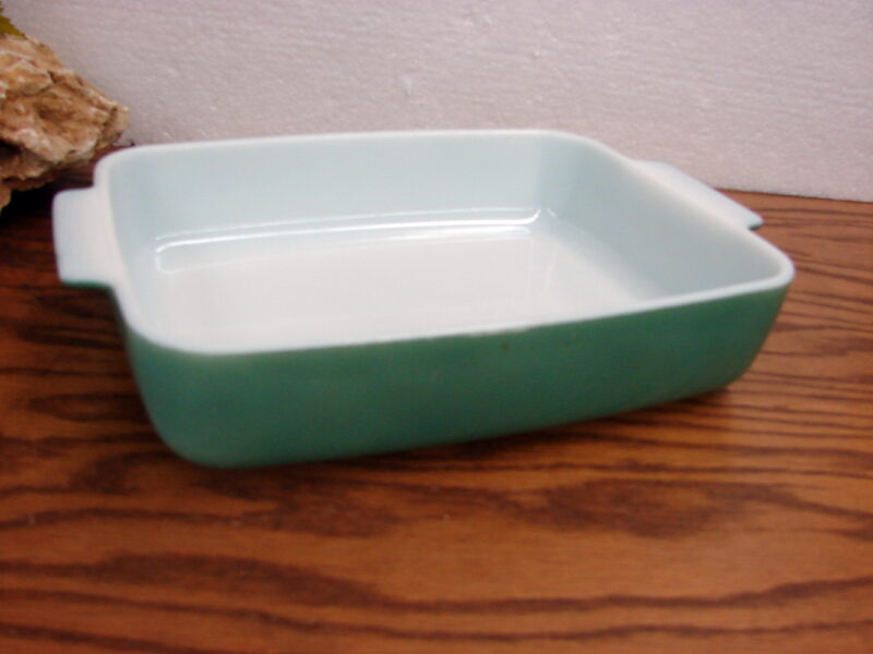 Vintage PYREX 507 Heinz Promo SeaFoam Green Open Baker, Moose-R-Us.Com Log Cabin Decor