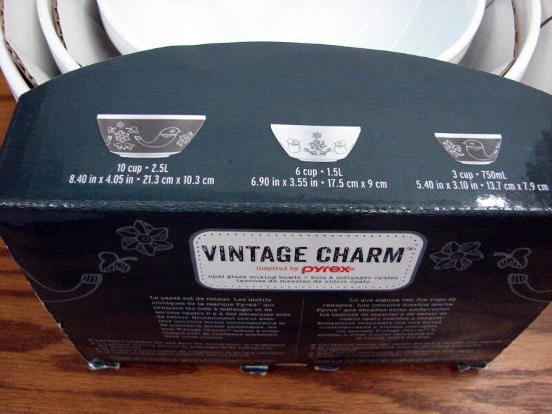 Vintage Charm Inspired PYREX Black White Birds of a Feather Bowls Set/3 NIB, Moose-R-Us.Com Log Cabin Decor