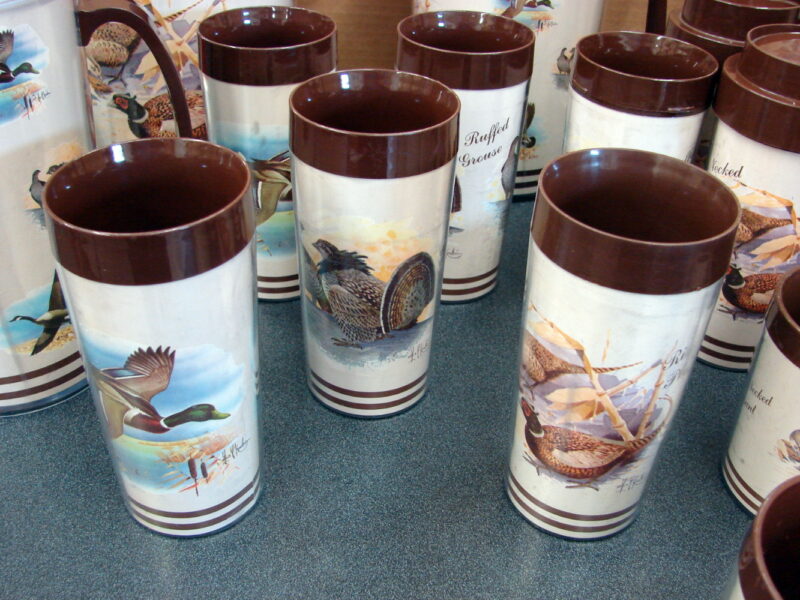 31 Pc Thermo Serv West Bend Les Kouba Insulated Mug Glass Pitcher Ice Bucket etc., Moose-R-Us.Com Log Cabin Decor