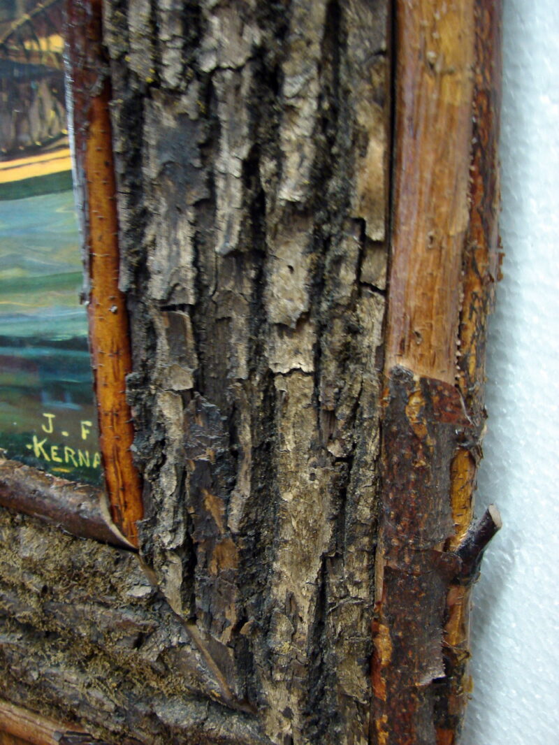 Adirondack Real Thick Slab Tree Bark and Young Birch Twig Frame Advertising Print, Moose-R-Us.Com Log Cabin Decor