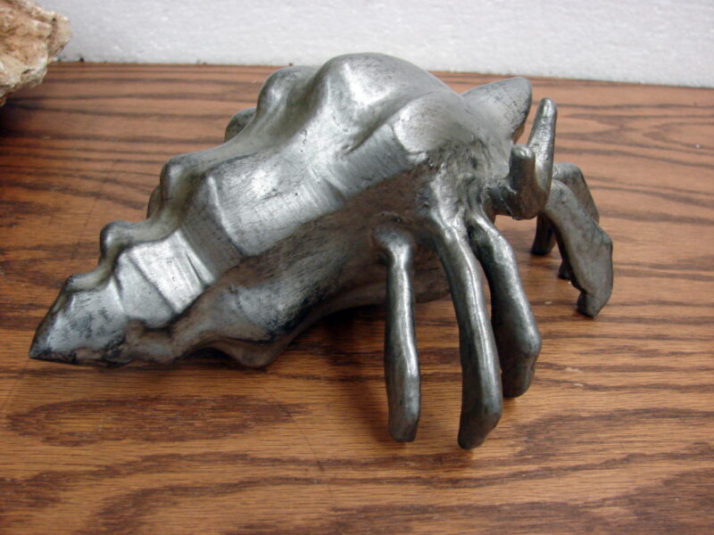 Vintage Aluminum Hermit Crab in Seashell Art Unique One of a Kind, Moose-R-Us.Com Log Cabin Decor