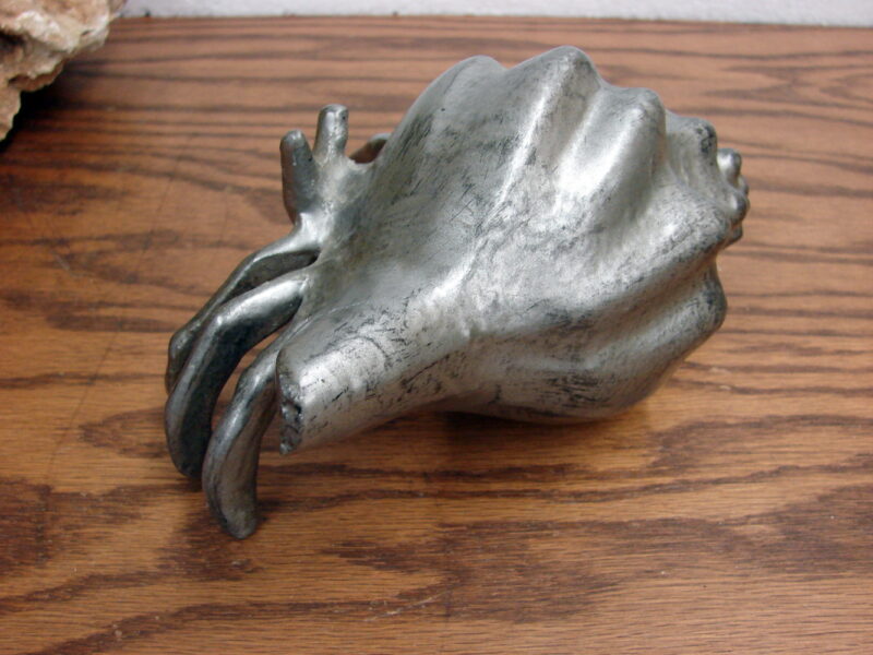 Vintage Aluminum Hermit Crab in Seashell Art Unique One of a Kind, Moose-R-Us.Com Log Cabin Decor