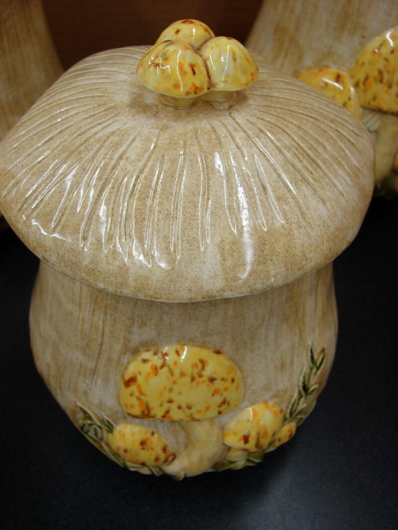 Vintage Ceramic Arnels Mushroom Canister Set Napkin Holder 5 Piece, Moose-R-Us.Com Log Cabin Decor