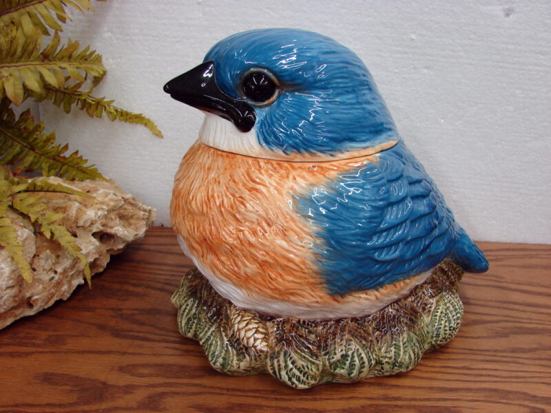 Retired Vintage Big Sky Carvers Fat Bluebird Cookie Jar Phyllis Driscoll, Moose-R-Us.Com Log Cabin Decor