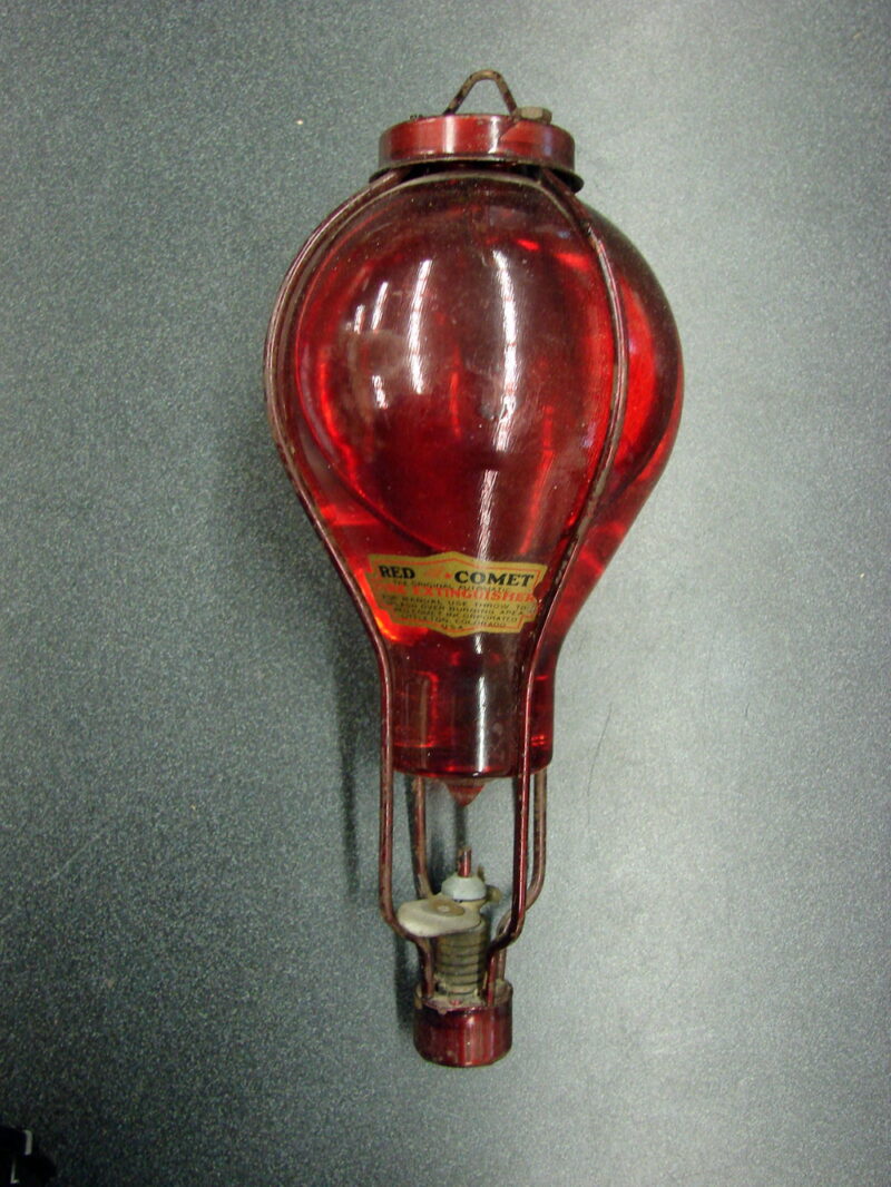 Vintage Red Comet Original Automatic Glass Ball Fire Extinguisher Complete, Moose-R-Us.Com Log Cabin Decor